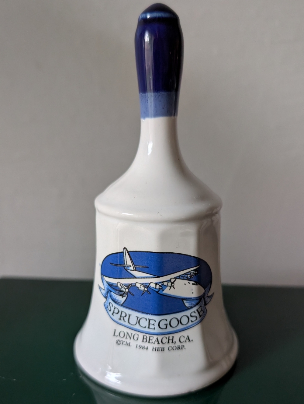 Vintage 80s HEB Spruce Goose Porcelain Hand Bell Long Beach CA 1984